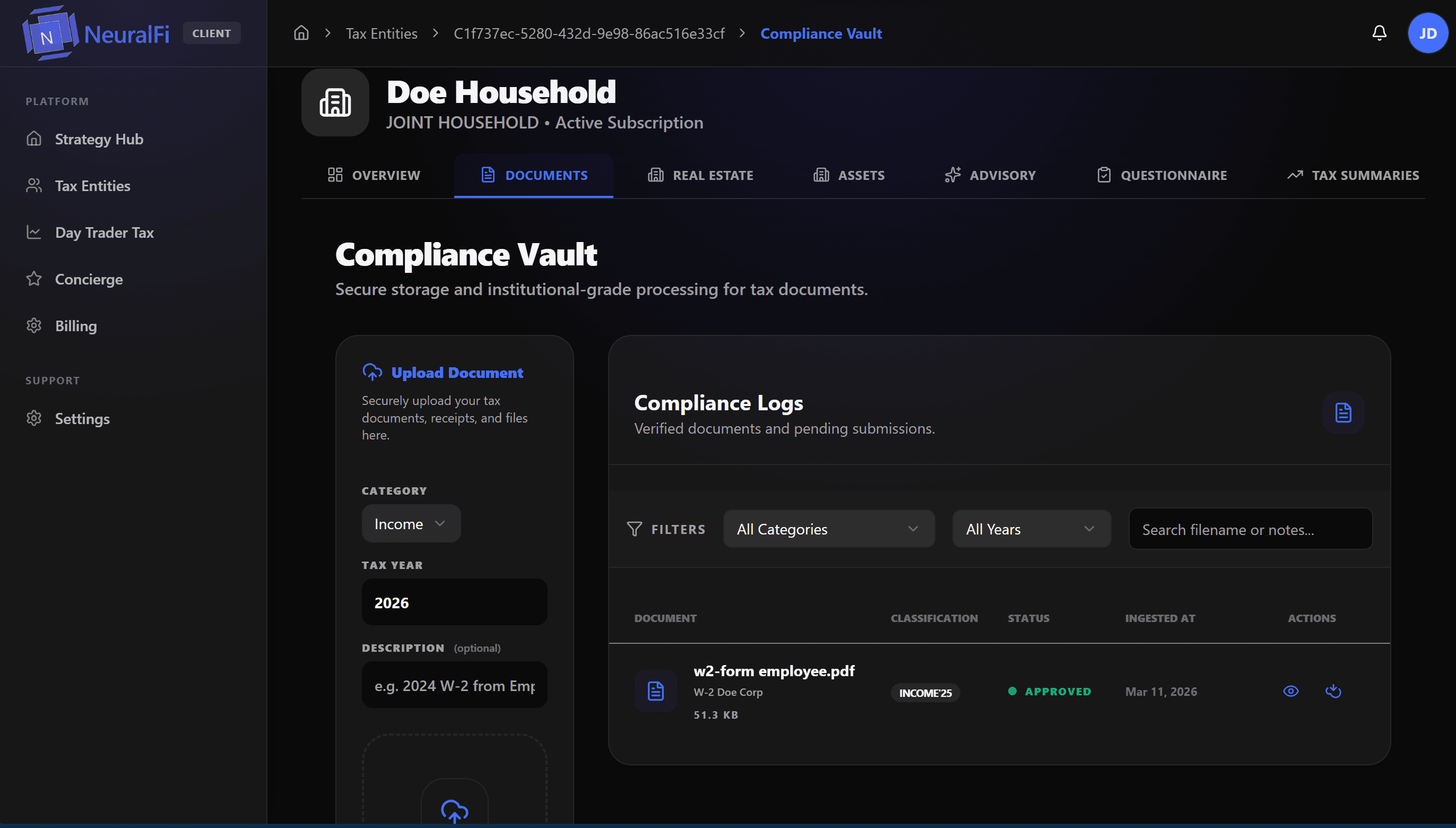 NeuralFi Tax Compliance Vault